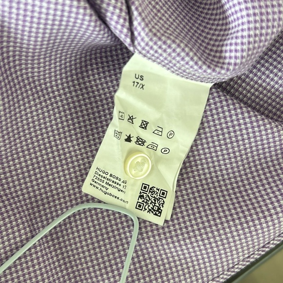 Hugo Boss ‘Miles’ Sharp Fit Dress Shirt in Purple Check | Size 17L - Picture 7 of 8